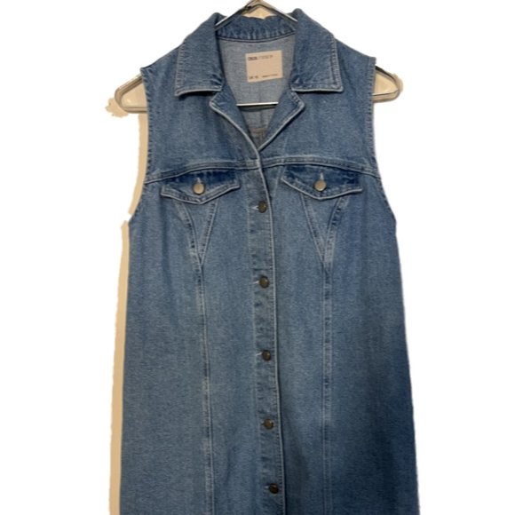 Asos Denim Vest Dress Sleeveless Button Front Jeans Dress UK 10 US 6 - Picture 2 of 5